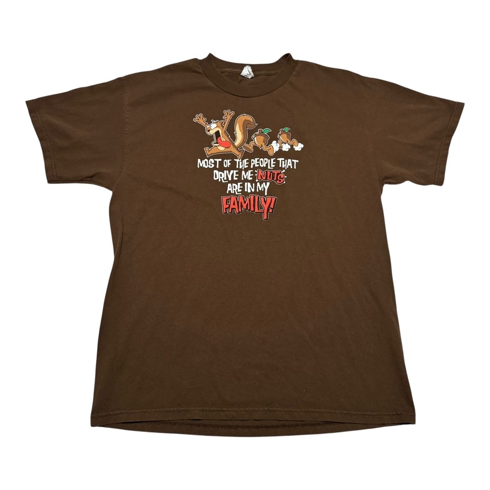 AAA Squirrel My Family Drives Me Nuts Brown Comedy Shirt Men's Large